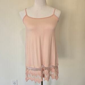 Back in the Saddle Pink Chemise with Crochet Lace Hem Size M